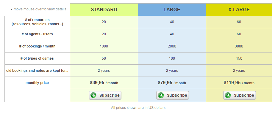 Bookeo's pricing plan