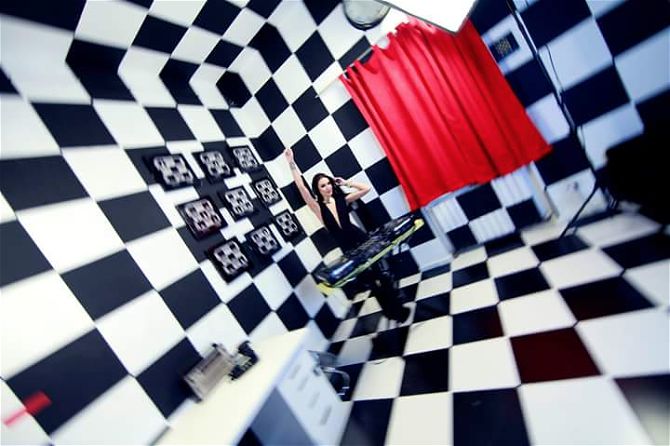 Black & White room in X Hostel Bucharest where 3 music video clips where shot
