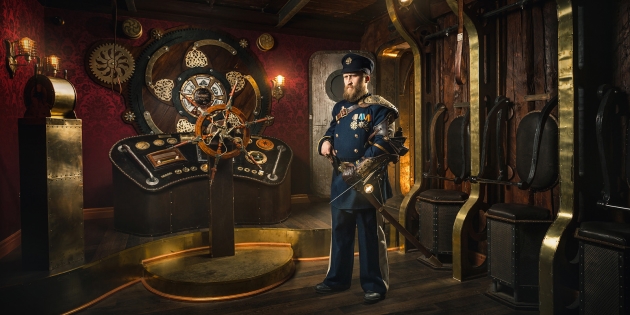 Advertising for Claustrophobia, "Steampunk: The Airship," action escape room