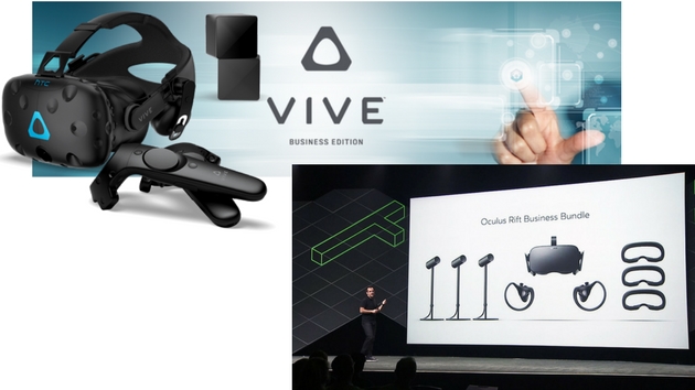 HTC Vive and Oculus Rift both offer commercial VR equipment packages.